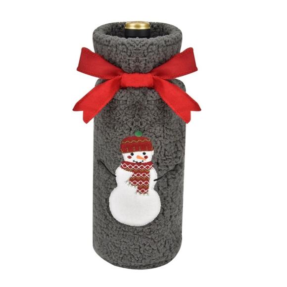 NWT Sherpa Wine Bag with Snowman - Picture 1 of 4